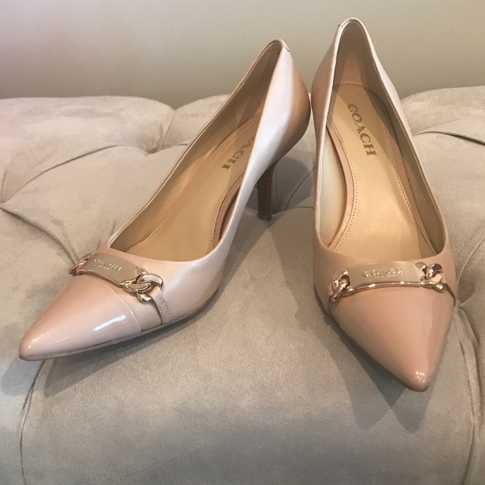 Coach kitten heel nude pointy toe shoes